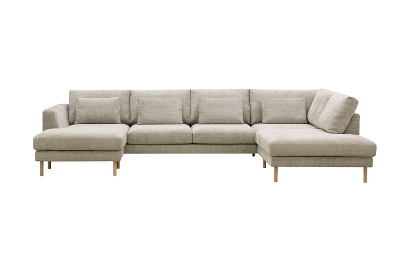 Florenz 4-seters Høyrevendt U-formet Sofa med Divan og Sjeselong i Chenille - Grå / Beige - Møbler - Sofaer - Sofaer med sjeselong - 4 seters sofa med divan