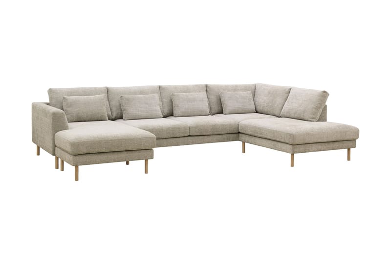 Florenz 4-seters Høyrevendt U-formet Sofa med Divan og Sjeselong i Chenille - Grå / Beige - Møbler - Sofaer - Sofaer med sjeselong - 4 seters sofa med divan