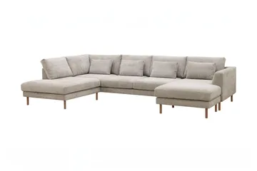 Florenz 4-seters Høyrevendt U-formet Sofa med Divan og Sjeselong i Chenille - Grå / Beige - Møbler - Sofaer - Sofaer med sjeselong - 4 seters sofa med divan