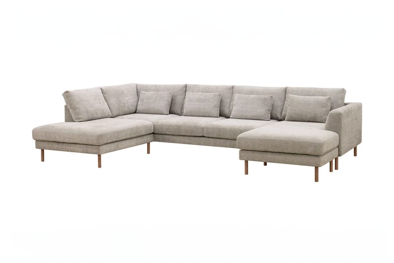 Florenz 4-seters Høyrevendt U-formet Sofa med Divan og Sjeselong i Chenille - Grå / Beige - Møbler - Sofaer - Sofaer med sjeselong - 4 seters sofa med divan