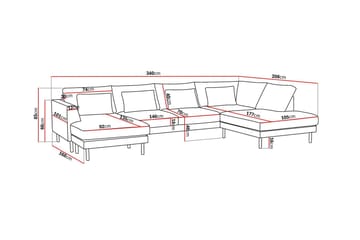 Florenz 4-seters Høyrevendt U-formet Sofa med Divan og Sjeselong i Chenille - Grå / Beige - Møbler - Sofaer - Sofaer med sjeselong - 4 seters sofa med divan