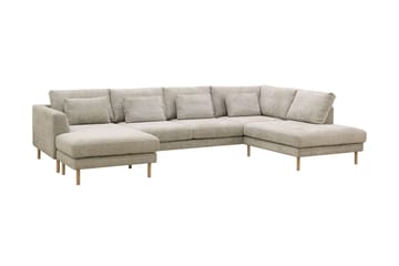 Florenz 4-seters Høyrevendt U-formet Sofa med Divan og Sjeselong i Chenille - Grå/Beige - Møbler - Sofaer - Sofaer med sjeselong - 4 seters sofa med divan