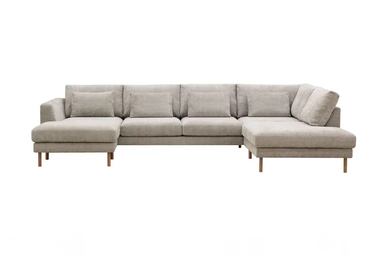 Florenz 4-seters høyrevendt U-formet sofa med divan og sjeselong i chenille - Grå/beige - Møbler - Sofaer - Sofaer med sjeselong - 4 seters sofa med divan