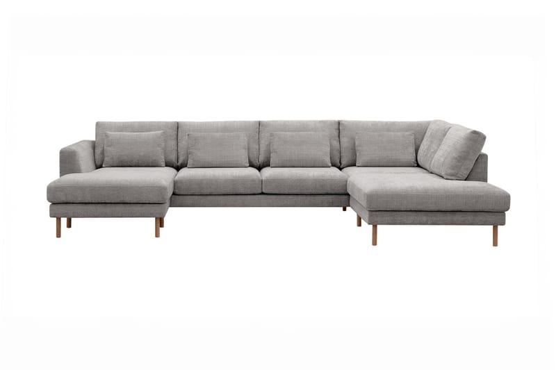 Florenz 4-seters Høyrevendt U-formet Sofa med Divan og Sjeselong i Chenille - Lys grå - Møbler - Sofaer - Sofaer med sjeselong - 4 seters sofa med divan