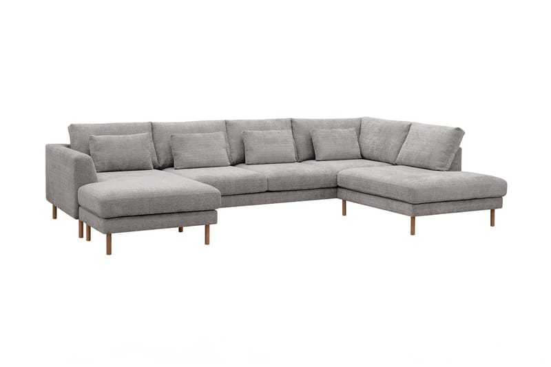 Florenz 4-seters Høyrevendt U-formet Sofa med Divan og Sjeselong i Chenille - Lys grå - Møbler - Sofaer - Sofaer med sjeselong - 4 seters sofa med divan