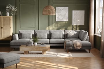 Florenz 4-seters Høyrevendt U-formet Sofa med Divan og Sjeselong i Chenille - Lys grå - Møbler - Sofaer - Sofaer med sjeselong - 4 seters sofa med divan