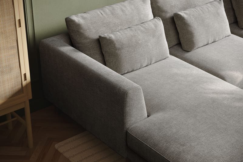 Florenz 4-seters Høyrevendt U-formet Sofa med Divan og Sjeselong i Chenille - Lys grå - Møbler - Sofaer - Sofaer med sjeselong - 4 seters sofa med divan