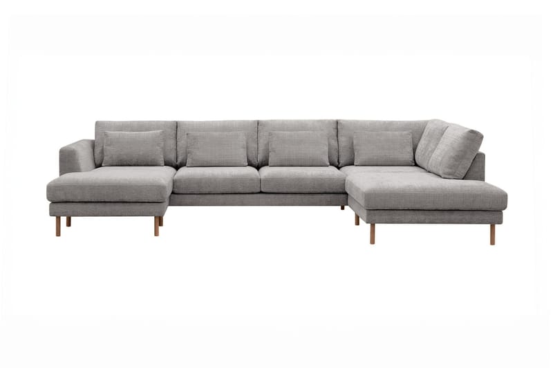 Florenz 4-seters Høyrevendt U-formet Sofa med Divan og Sjeselong i Chenille, Lysegrå