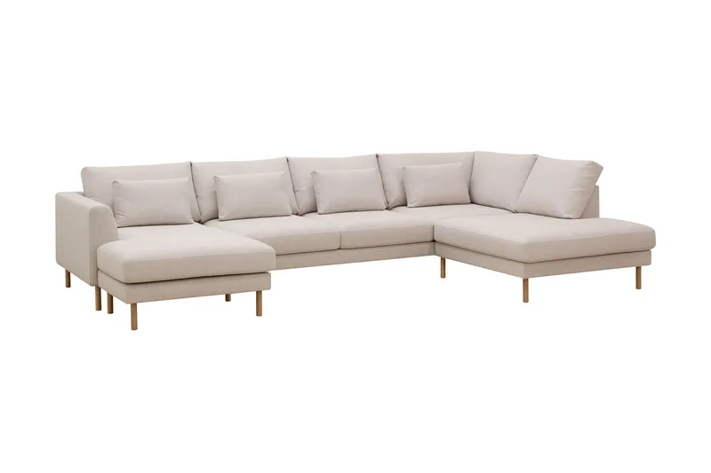 Florenz 4-seters Høyrevendt U-formet Sofa med Divan og Sjeselong i Stoff - Beige - Møbler - Sofaer - Sofaer med sjeselong - 4 seters sofa med divan