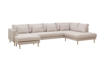 Florenz 4-seters Høyrevendt U-formet Sofa med Divan og Sjeselong i Stoff - Beige - Møbler - Sofaer - Sofaer med sjeselong - 4 seters sofa med divan
