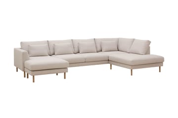 Florenz 4-seters Høyrevendt U-formet Sofa med Divan og Sjeselong i Stoff - Beige - Møbler - Sofaer - Sofaer med sjeselong - 4 seters sofa med divan