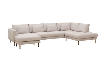 Florenz 4-seters Høyrevendt U-formet Sofa med Divan og Sjeselong i Stoff - Beige - Møbler - Sofaer - Sofaer med sjeselong - 4 seters sofa med divan
