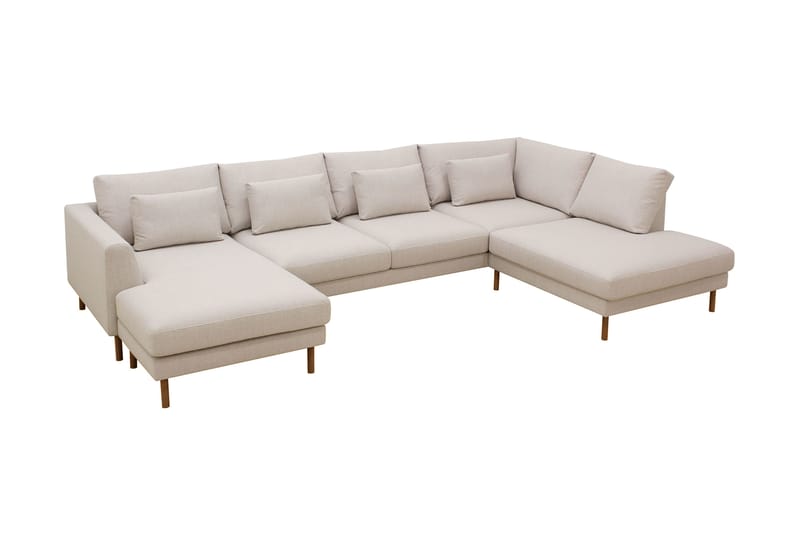 Florenz 4-seters Høyrevendt U-formet Sofa med Divan og Sjeselong i Stoff - Beige - Møbler - Sofaer - Sofaer med sjeselong - 4 seters sofa med divan