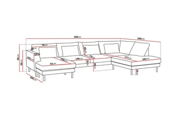 Florenz 4-seters Høyrevendt U-formet Sofa med Divan og Sjeselong i Stoff - Beige - Møbler - Sofaer - Sofaer med sjeselong - 4 seters sofa med divan