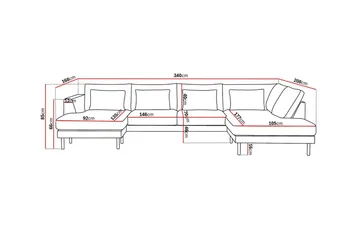 Florenz 4-seters Høyrevendt U-formet Sofa med Divan og Sjeselong i Stoff - Beige - Møbler - Sofaer - Sofaer med sjeselong - 4 seters sofa med divan