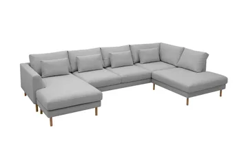 Florenz 4-seters Høyrevendt U-formet Sofa med Divan og Sjeselong i Stoff - Lys grå - Møbler - Sofaer - Sofaer med sjeselong - 4 seters sofa med divan