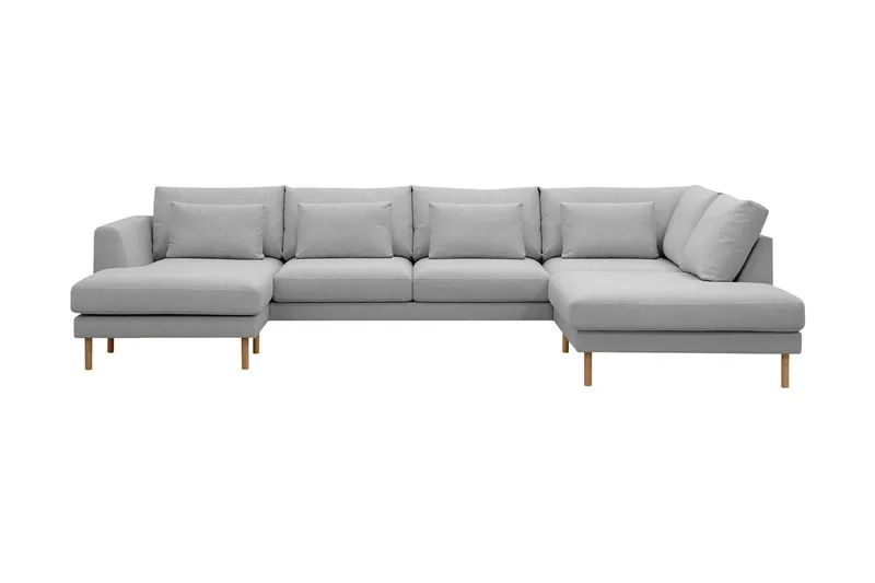 Florenz 4-seters Høyrevendt U-formet Sofa med Divan og Sjeselong i Stoff - Lys grå - Møbler - Sofaer - Sofaer med sjeselong - 4 seters sofa med divan