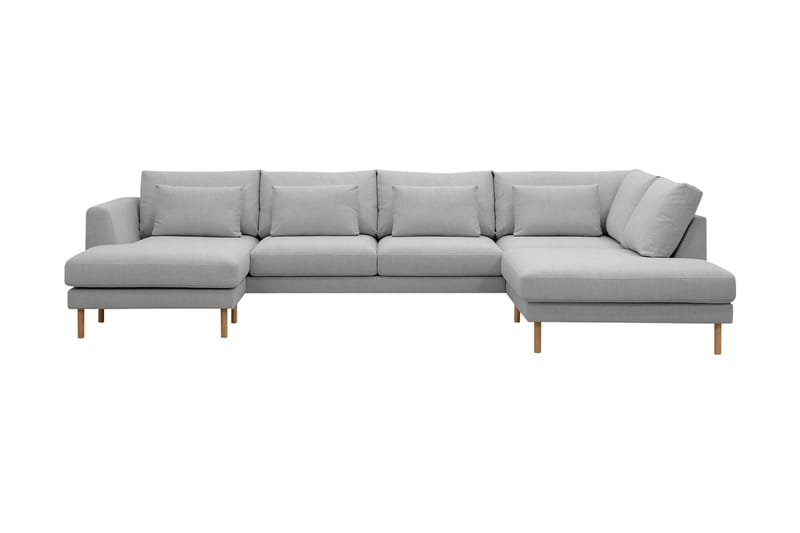 Florenz 4-seters Høyrevendt U-formet Sofa med Divan og Sjeselong i Stoff - Lys grå - Møbler - Sofaer - Sofaer med sjeselong - 4 seters sofa med divan