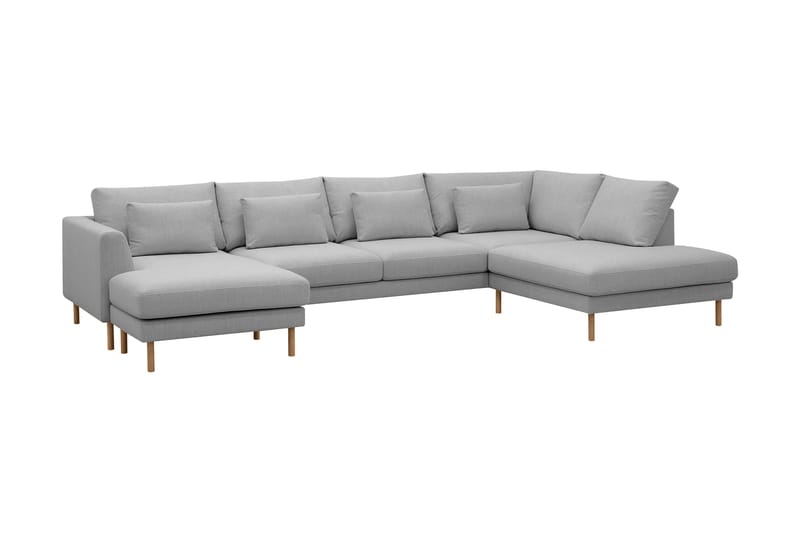 Florenz 4-seters Høyrevendt U-formet Sofa med Divan og Sjeselong i Stoff - Lys grå - Møbler - Sofaer - Sofaer med sjeselong - 4 seters sofa med divan
