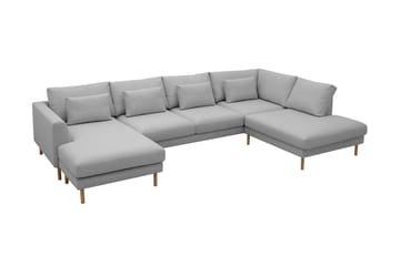 Florenz 4-seters Høyrevendt U-formet Sofa med Divan og Sjeselong i Stoff - Lys grå - Møbler - Sofaer - Sofaer med sjeselong - 4 seters sofa med divan