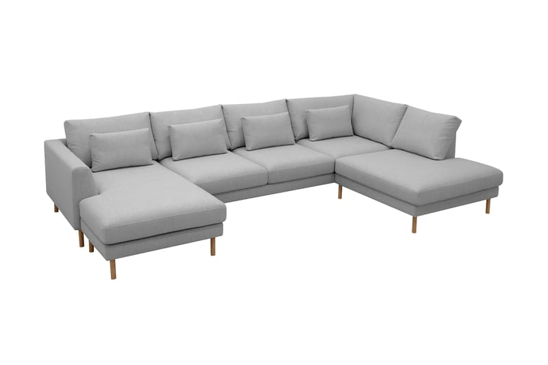 Florenz 4-seters Høyrevendt U-formet Sofa med Divan og Sjeselong i Stoff - Lys grå - Møbler - Sofaer - Sofaer med sjeselong - 4 seters sofa med divan