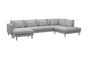 Florenz 4-seters Høyrevendt U-formet Sofa med Divan og Sjeselong i Stoff - Lys grå - Møbler - Sofaer - Sofaer med sjeselong - 4 seters sofa med divan