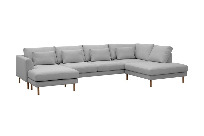 Florenz 4-seters Høyrevendt U-formet Sofa med Divan og Sjeselong i Stoff - Lys grå - Møbler - Sofaer - Sofaer med sjeselong - 4 seters sofa med divan