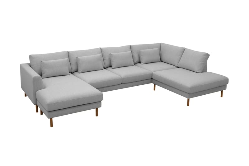 Florenz 4-seters Høyrevendt U-formet Sofa med Divan og Sjeselong i Stoff - Lys grå - Møbler - Sofaer - Sofaer med sjeselong - 4 seters sofa med divan