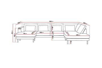 Florenz 4-seters Høyrevendt U-formet Sofa med Divan og Sjeselong i Stoff - Lys grå - Møbler - Sofaer - Sofaer med sjeselong - 4 seters sofa med divan