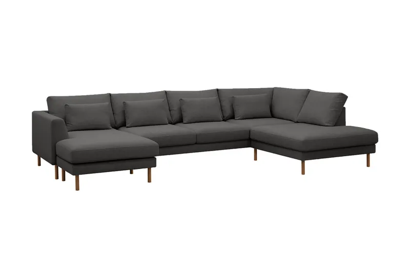 Florenz 4-seters Høyrevendt U-formet Sofa med Divan og Sjeselong i Stoff - Mørk grå - Møbler - Sofaer - Sofaer med sjeselong - 4 seters sofa med divan