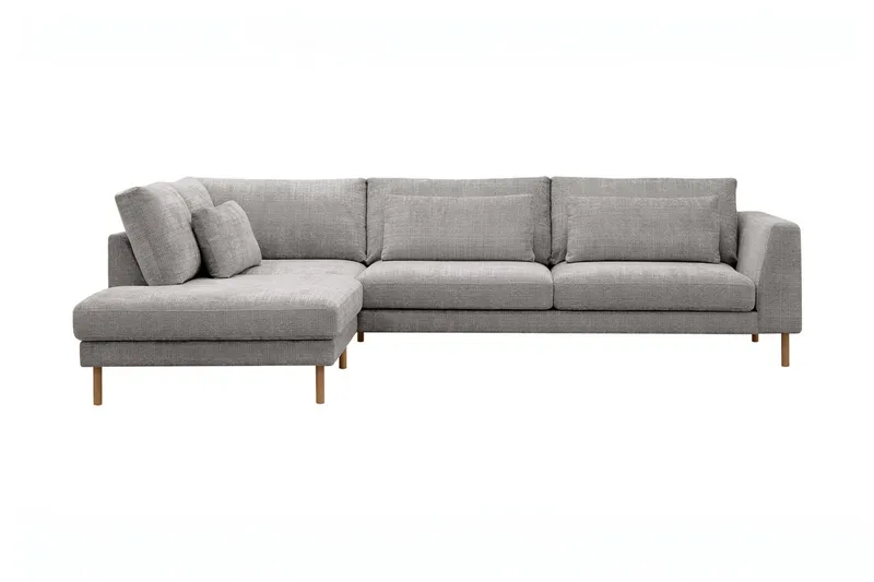 Florenz 4-seters Venstrevendt L-formet Sjeselongsofa i Chenille - Lys grå - Møbler - Sofaer - Sofaer med sjeselong - 4 seters sofa med divan