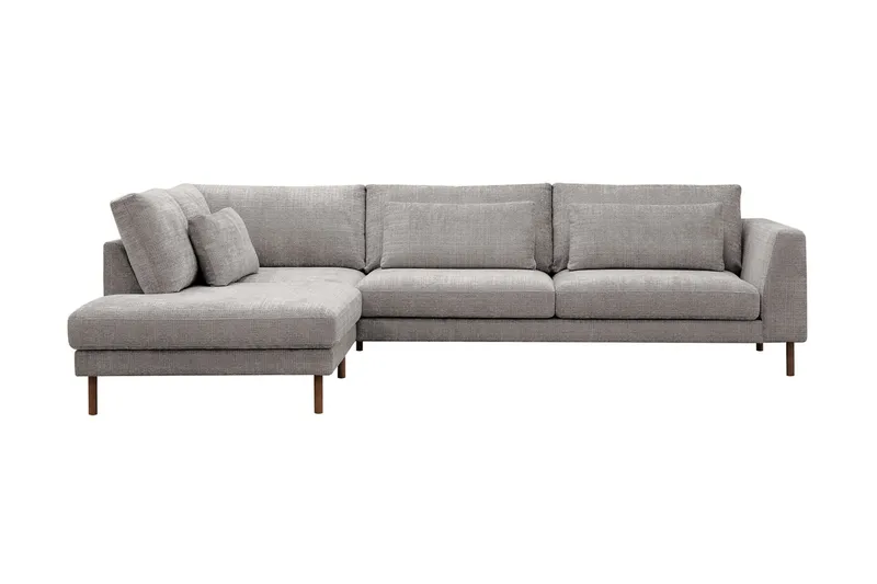 Florenz 4-seters Venstrevendt L-formet Sjeselongsofa i Chenille, Lys grå