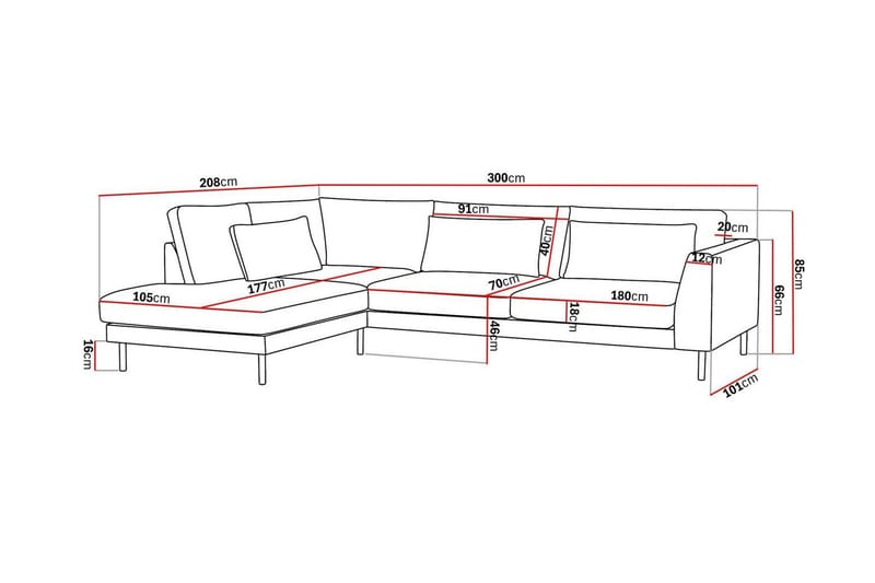Florenz 4-seters Venstrevendt L-formet Sjeselongsofa i Chenille - Lys grå - Møbler - Sofaer - Sofaer med sjeselong - 4 seters sofa med divan