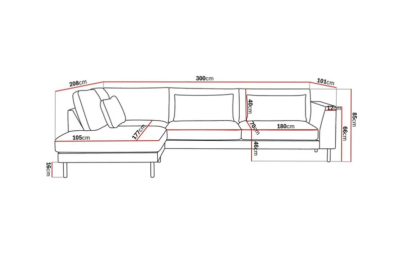 Florenz 4-seters Venstrevendt L-formet Sjeselongsofa i Chenille - Lys grå - Møbler - Sofaer - Sofaer med sjeselong - 4 seters sofa med divan