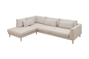 Florenz 4-seters Venstrevendt L-formet Sjeselongsofa i Stoff - Beige - Møbler - Sofaer - Sofaer med sjeselong - 4 seters sofa med divan