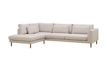 Florenz 4-seters Venstrevendt L-formet Sjeselongsofa i Stoff - Beige - Møbler - Sofaer - Sofaer med sjeselong - 4 seters sofa med divan