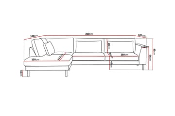 Florenz 4-seters Venstrevendt L-formet Sjeselongsofa i Stoff - Beige - Møbler - Sofaer - Sofaer med sjeselong - 4 seters sofa med divan