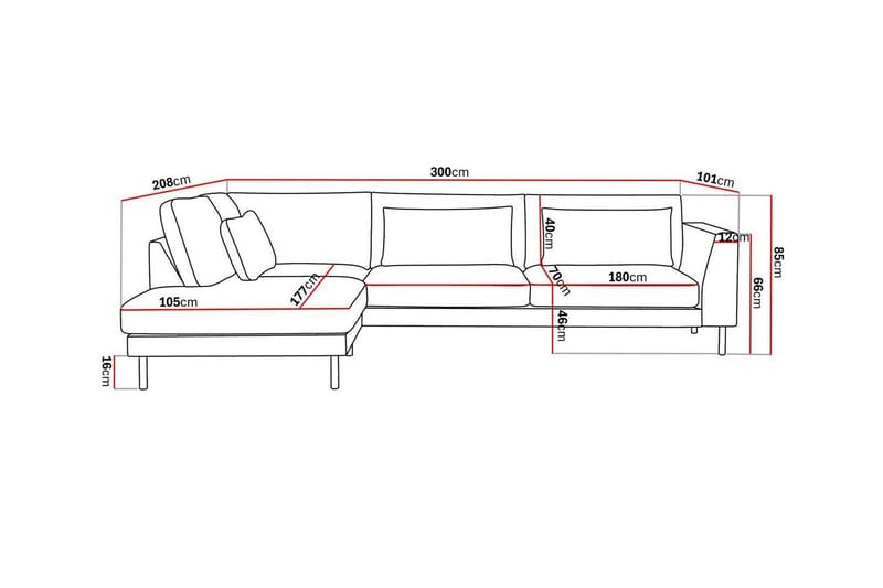 Florenz 4-seters Venstrevendt L-formet Sjeselongsofa i Stoff - Beige - Møbler - Sofaer - Sofaer med sjeselong - 4 seters sofa med divan