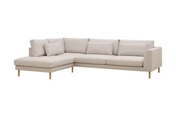 Florenz 4-seters Venstrevendt L-formet Sjeselongsofa i Stoff - Beige - Møbler - Sofaer - Sofaer med sjeselong - 4 seters sofa med divan
