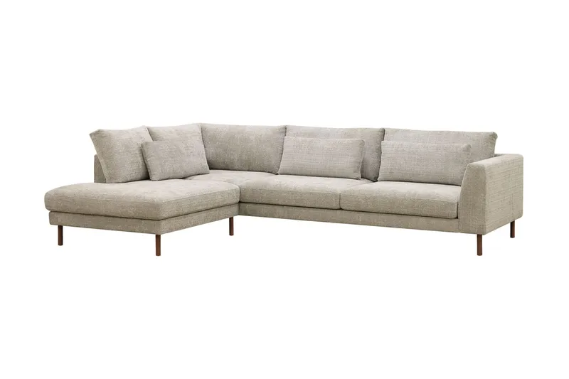 Florenz 4-seters Venstrevendt L-formet Sjeselongsofa i Stoff - Grå / Beige - Møbler - Sofaer - Sofaer med sjeselong - 4 seters sofa med divan
