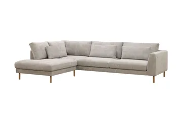Florenz 4-seters Venstrevendt L-formet Sjeselongsofa i Stoff - Grå / Beige - Møbler - Sofaer - Sofaer med sjeselong - 4 seters sofa med divan