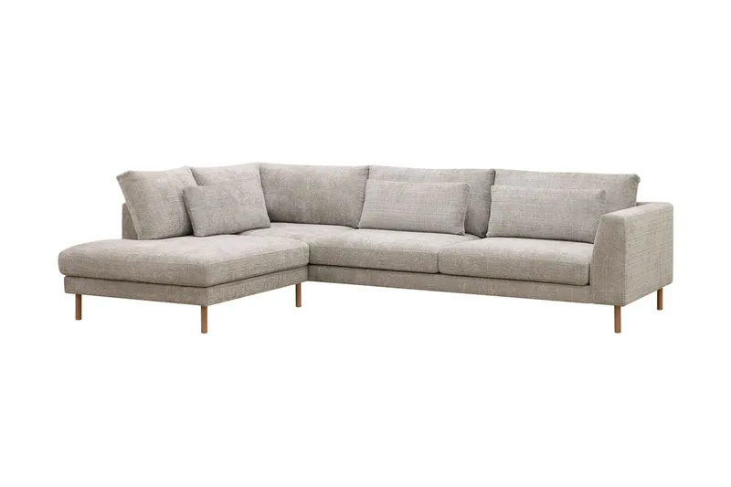 Florenz 4-seters Venstrevendt L-formet Sjeselongsofa i Stoff - Grå / Beige - Møbler - Sofaer - Sofaer med sjeselong - 4 seters sofa med divan