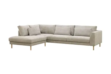 Florenz 4-seters Venstrevendt L-formet Sjeselongsofa i Stoff - Grå/Beige - Møbler - Sofaer - Sofaer med sjeselong - 4 seters sofa med divan