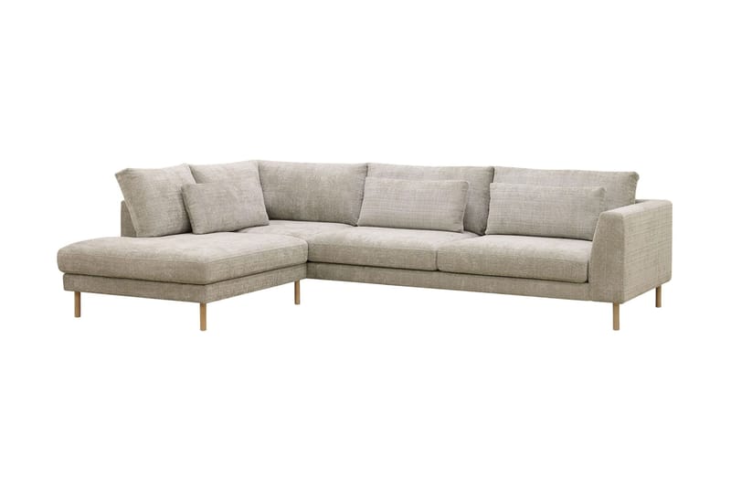 Florenz 4-seters Venstrevendt L-formet Sjeselongsofa i Stoff - Grå/Beige - Møbler - Sofaer - Sofaer med sjeselong - 4 seters sofa med divan
