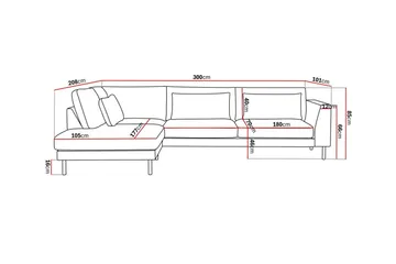 Florenz 4-seters Venstrevendt L-formet Sjeselongsofa i Stoff - Grå/Beige - Møbler - Sofaer - Sofaer med sjeselong - 4 seters sofa med divan