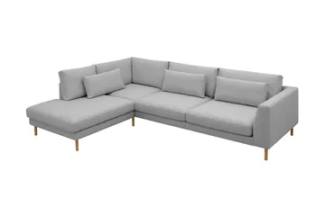 Florenz 4-seters Venstrevendt L-formet Sjeselongsofa i Stoff - Lys grå - Møbler - Sofaer - Sofaer med sjeselong - 4 seters sofa med divan