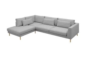 Florenz 4-seters Venstrevendt L-formet Sjeselongsofa i Stoff - Lys grå - Møbler - Sofaer - Sofaer med sjeselong - 4 seters sofa med divan