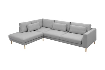 Florenz 4-seters Venstrevendt L-formet Sjeselongsofa i Stoff - Lys grå - Møbler - Sofaer - Sofaer med sjeselong - 4 seters sofa med divan
