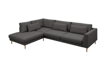 Florenz 4-seters Venstrevendt L-formet Sjeselongsofa i Stoff - Mørk grå - Møbler - Sofaer - Sofaer med sjeselong - 4 seters sofa med divan