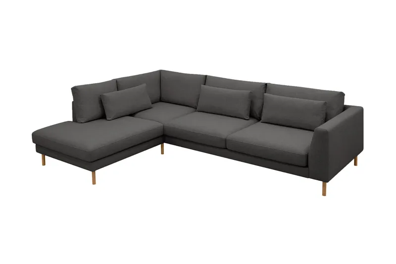 Florenz 4-seters Venstrevendt L-formet Sjeselongsofa i Stoff - Mørk grå - Møbler - Sofaer - Sofaer med sjeselong - 4 seters sofa med divan